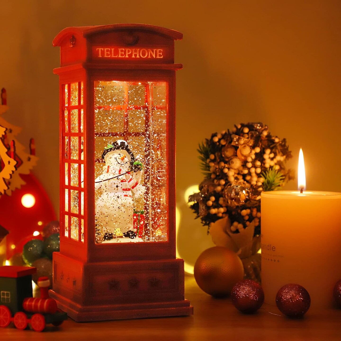 Snow Globe,Christmas Lanterns,Christmas Music Snow Globe Lantern with 6 Hour Timer, Christmas Lantern,Christmas Snow Globe Lantern Water Lantern Snow Globe Xmas Gifts Christmas Decor(Snowman)
