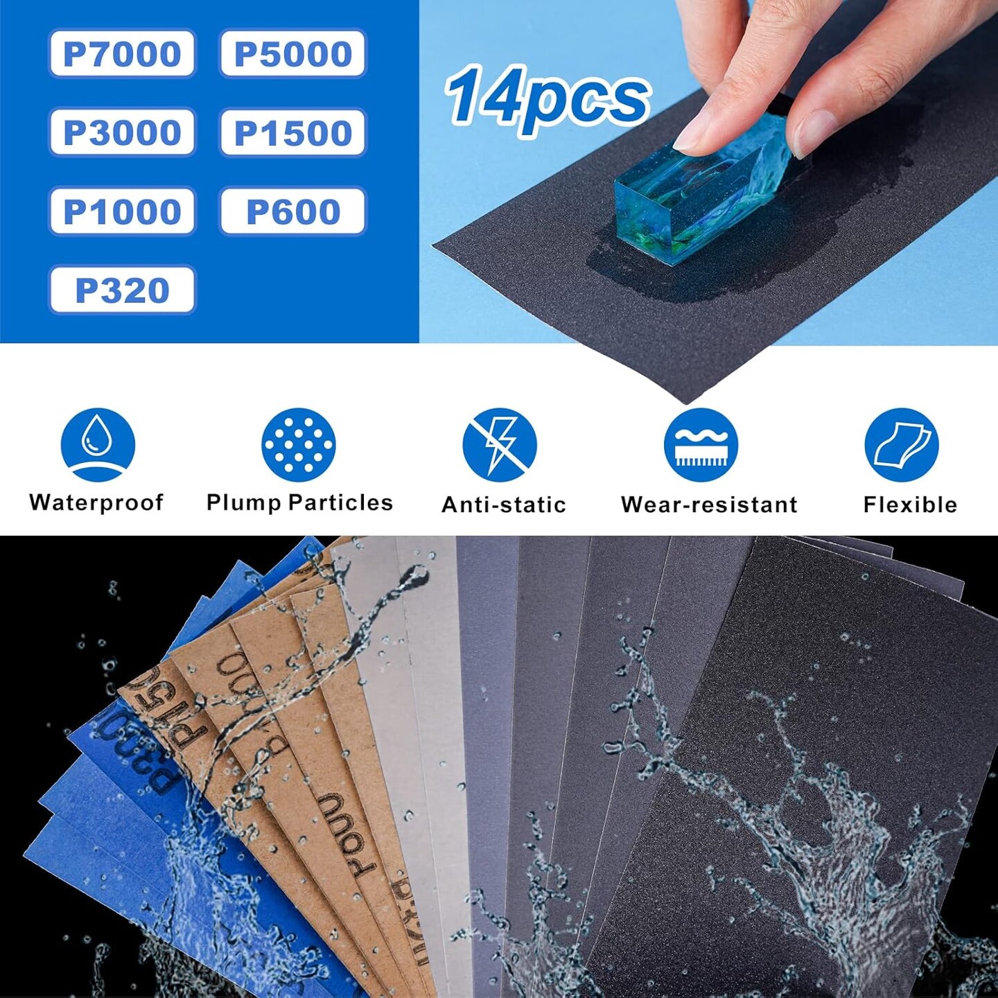 LET&#x27;S RESIN Resin Polishing Strips Kit,33Pcs Resin Supplies with Sandpaper,Resin File Kit &#x26;Blocks,Scissors,Wooden Brush,Cloth,Resin Tools for Epoxy Resin,Jewelry Making Supplies,Resin Molds