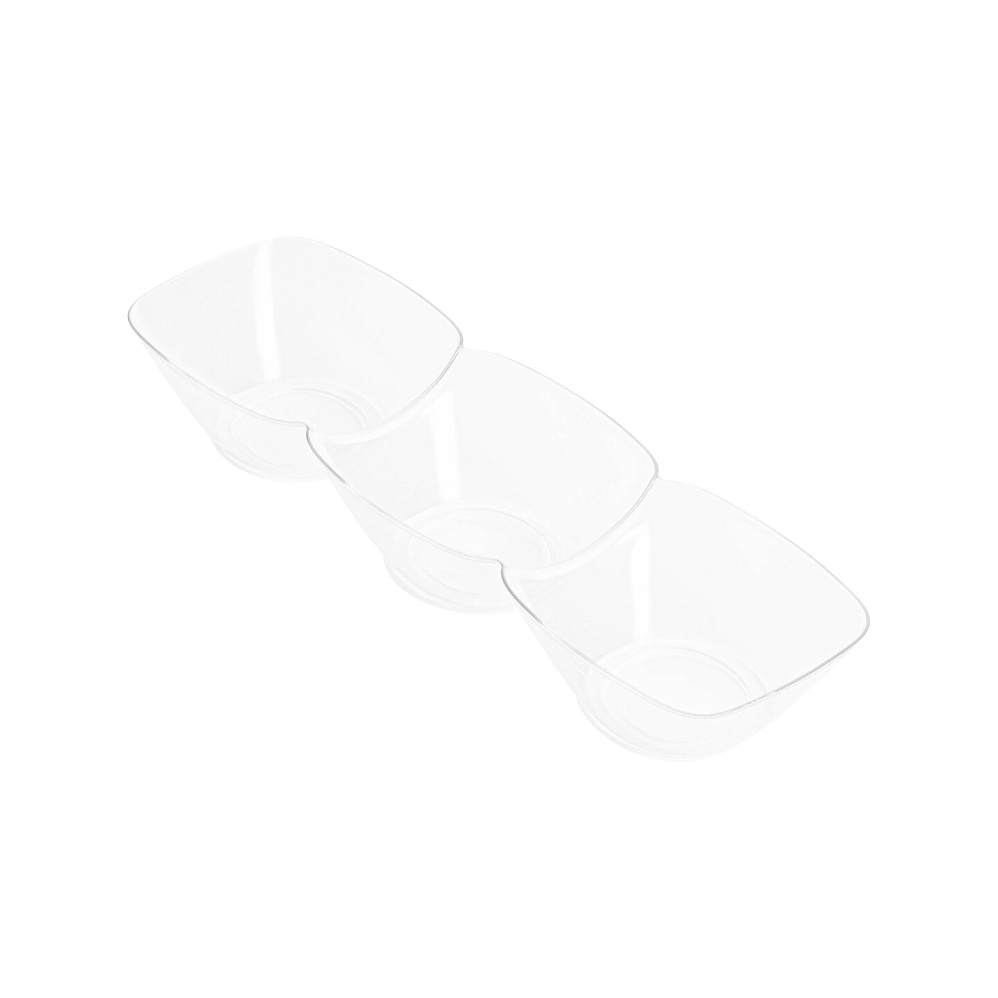 Clear Rectangular 3-Hole Mini Plastic Bowls (240 Bowls)
