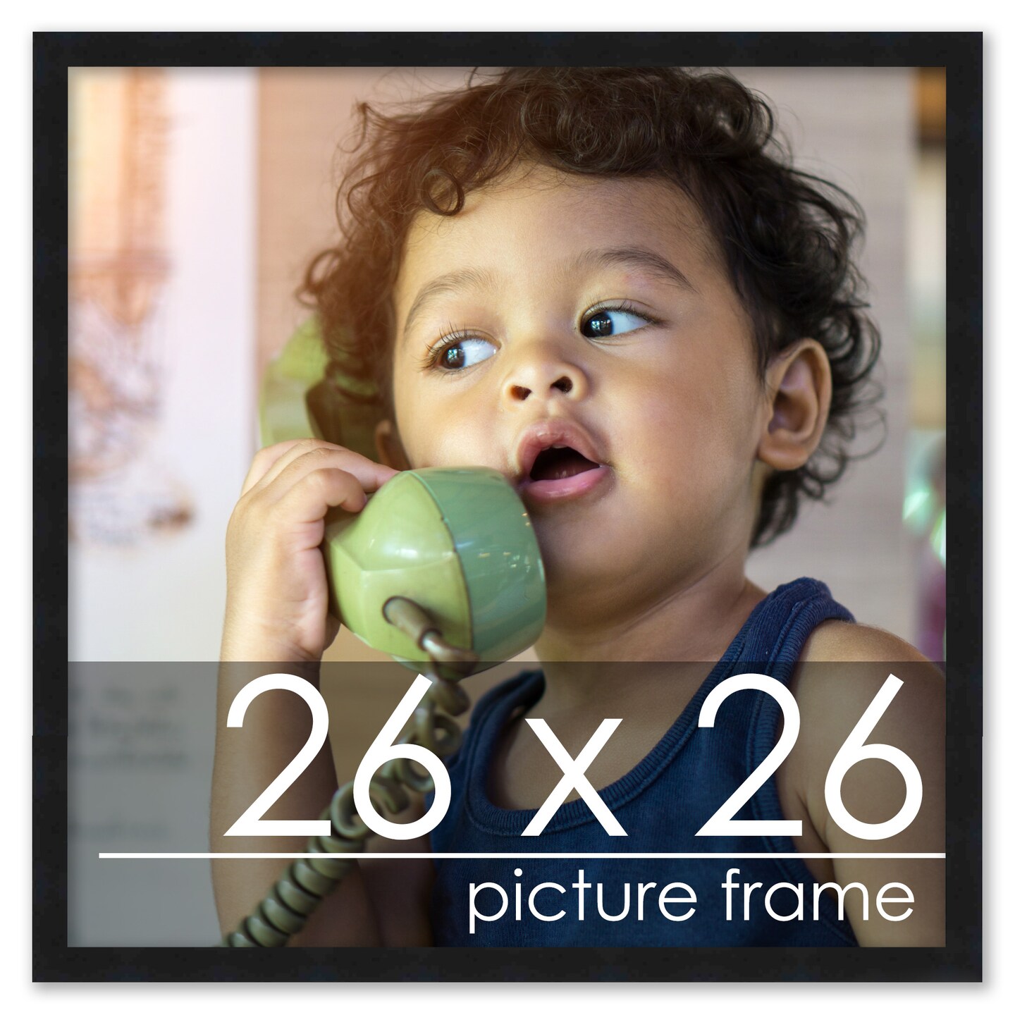 Square Classic Modern Black Picture Frame - UV Acrylic, Foam Board Backing, Hanging Hardware