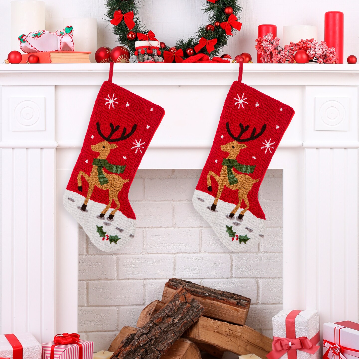 Chrismas Decor Hooked Stocking(Fox/Reindeer)