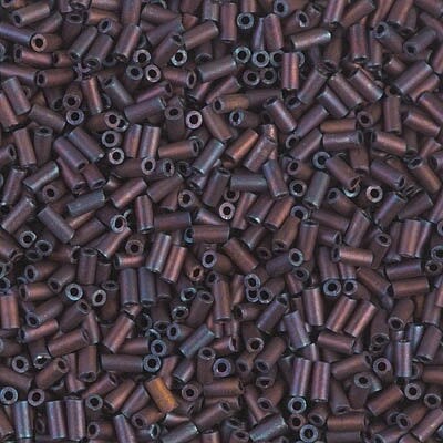Miyuki 3mm (#1) Bugle Beads, Matte Metallic Dark Raspberry Iris , BGL1-2005, 8.5 grams