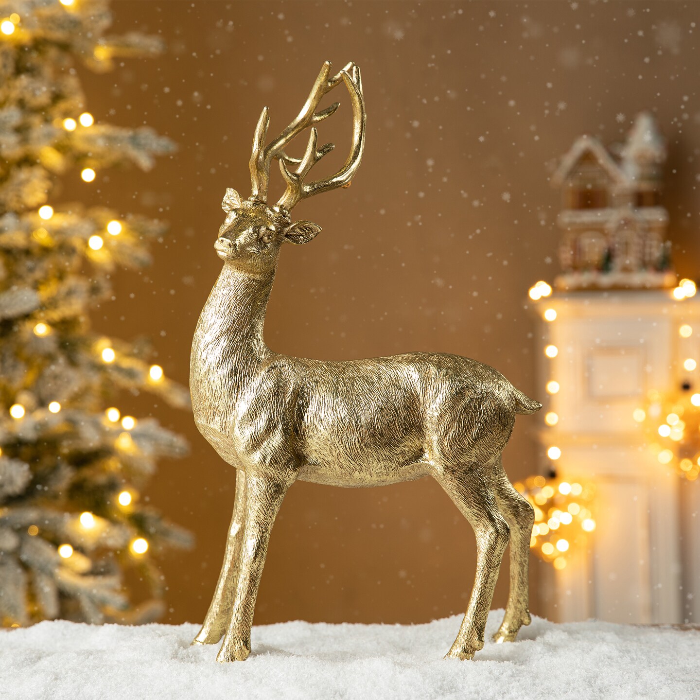 Set of 4 16.25&#x27;&#x27;H Resin Christmas Standing Reindeer Table Decor