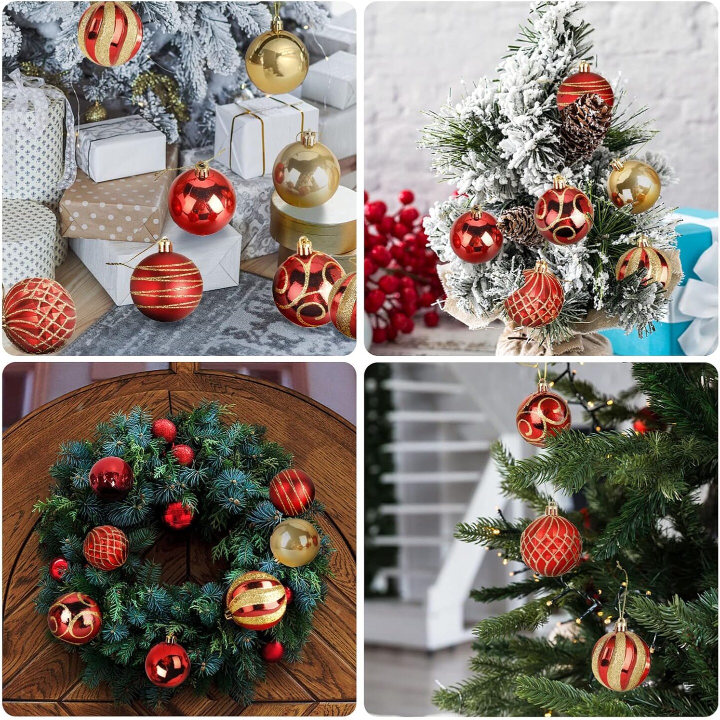30 PCS Christmas Ball Ornaments Tree Decorations, 60mm/2.36&#x22; Classic Red and Gold Shatterproof Christmas Bulbs Ornaments for Xmas Tree Holiday Wreath Decor