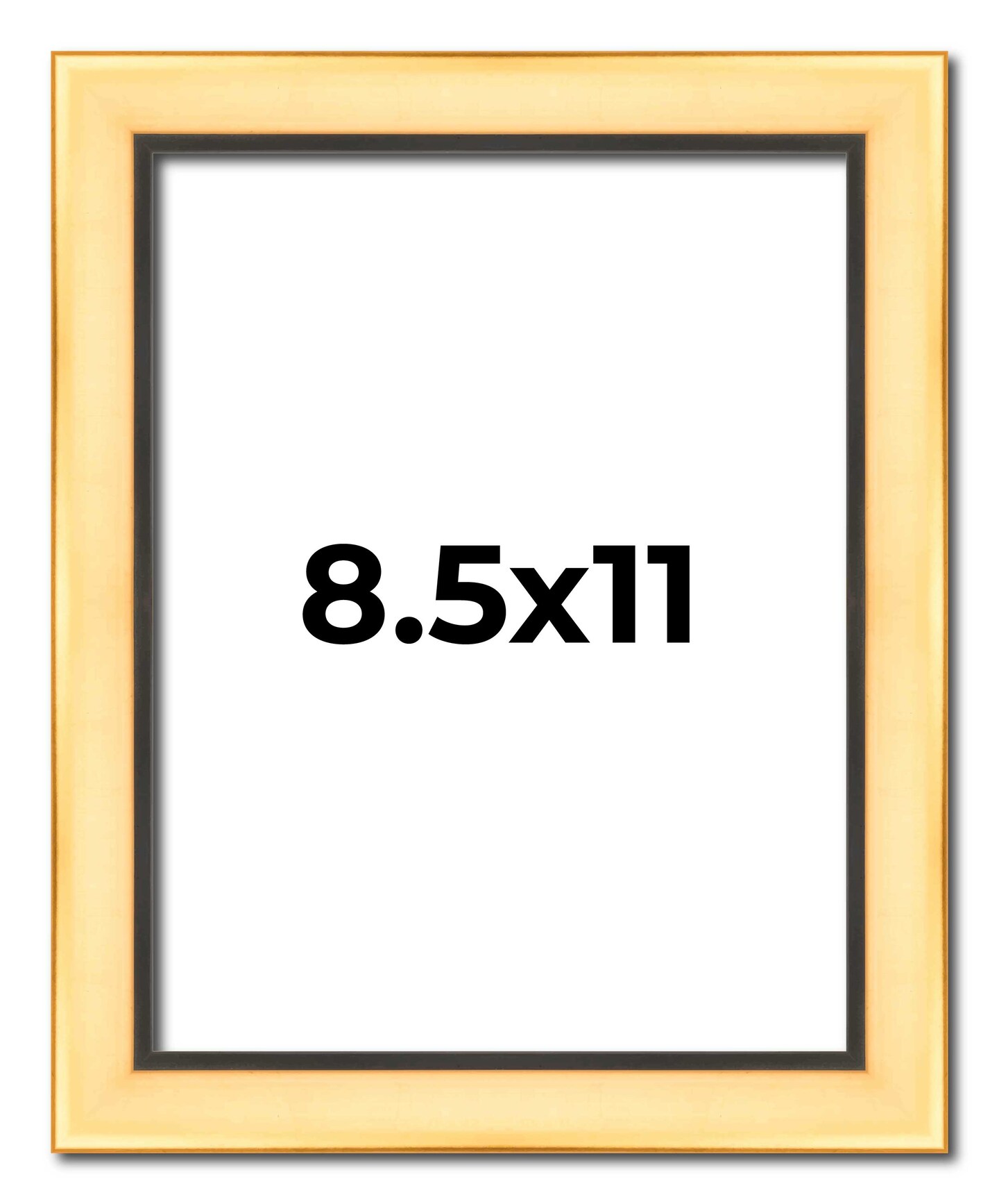 Photo Size Simple Gold Picture Frame - UV Acrylic, Foam Board Backing, Hanging Hardware