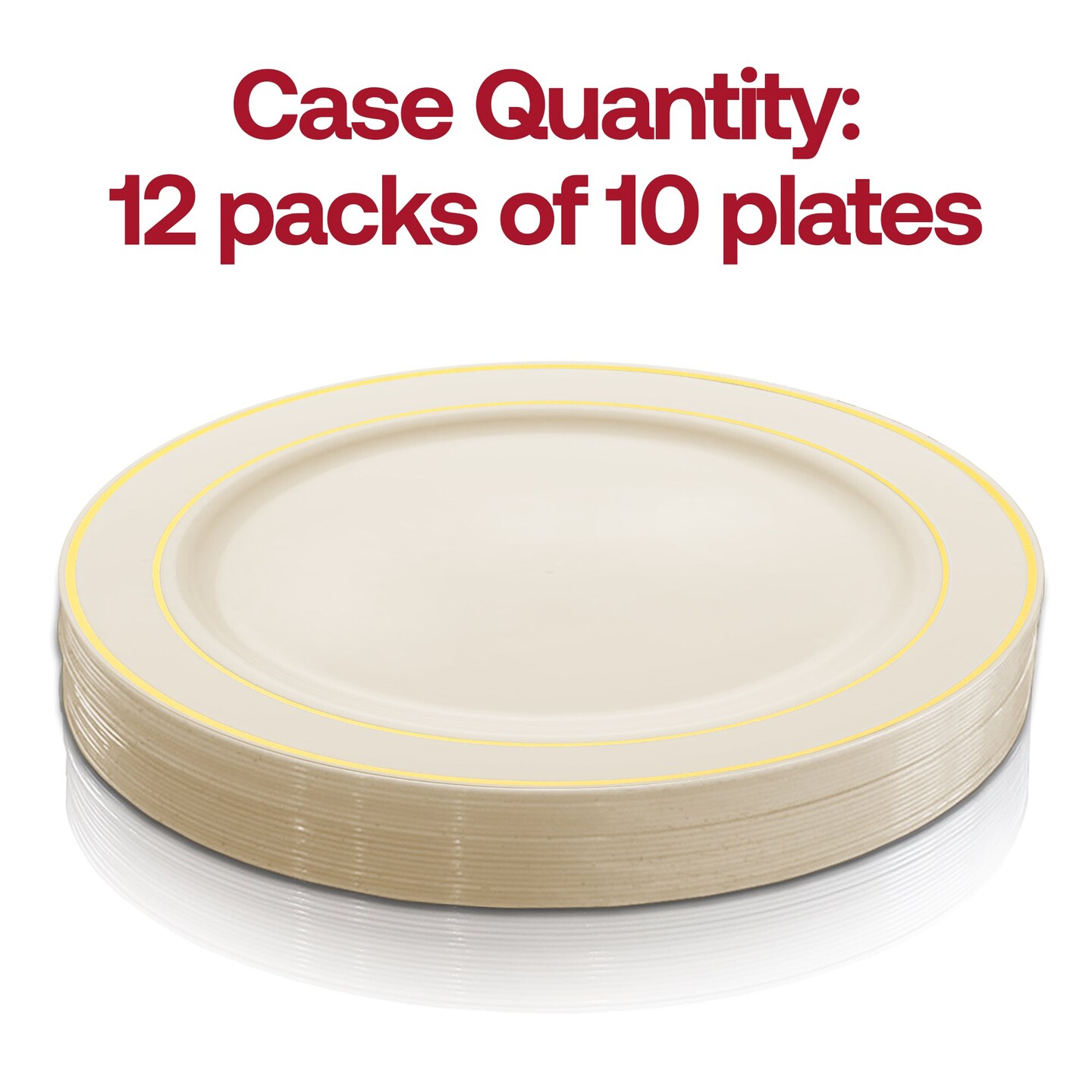Ivory with Gold Edge Rim Plastic Appetizer/Salad Plates - 7.5" (120 Plates)