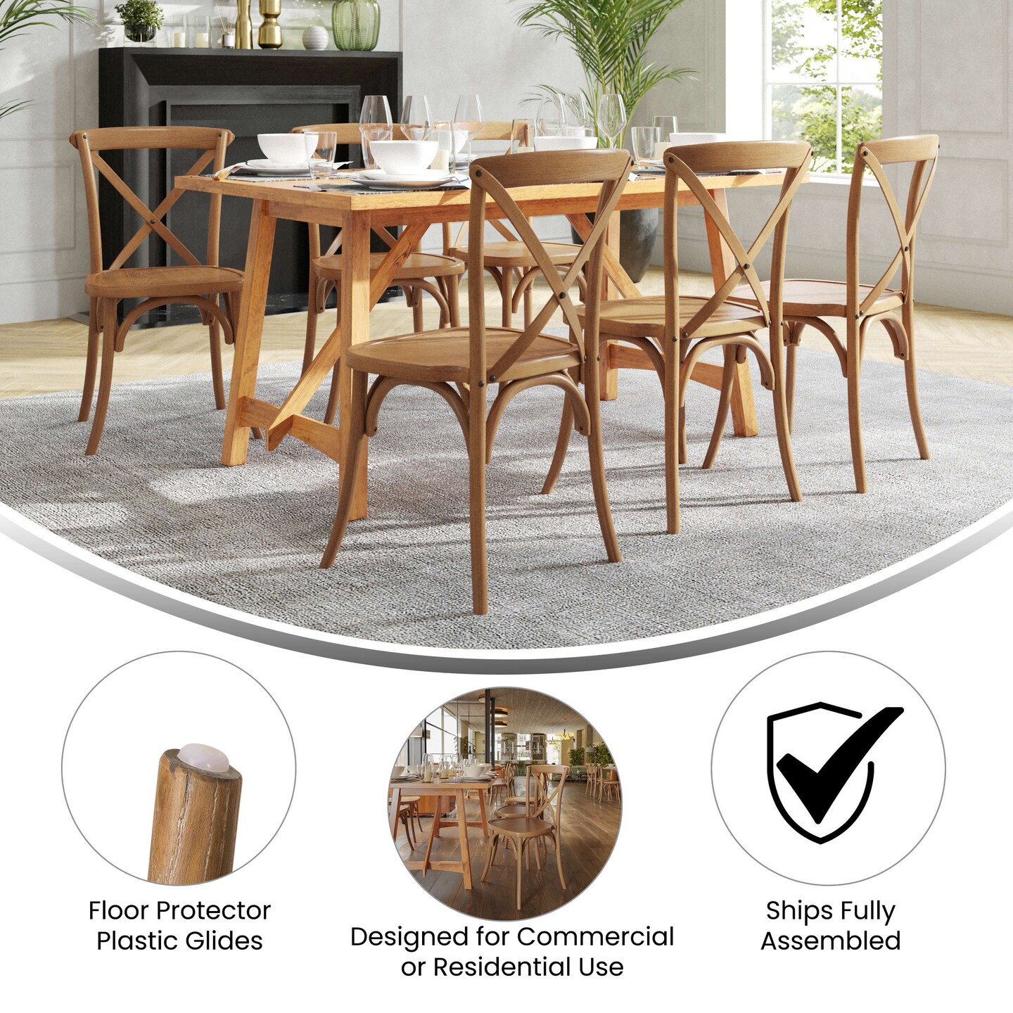 Merrick Lane Davisburg Stackable Wooden Cross Back Bistro Dining Chair