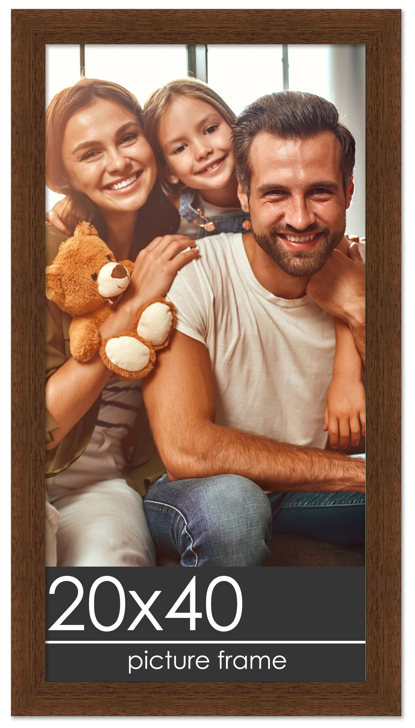 Panoramic Simple Brown Picture Frame - UV Acrylic, Foam Board Backing, Hanging Hardware