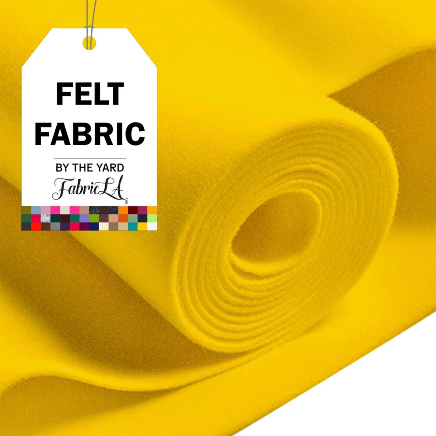FabricLA Craft Felt Fabric - 72&#x22; Inch Wide &#x26; 1.6mm Thick Non-Stiff Felt Fabric by The Yard - Use This Soft Felt Roll for Crafts - Felt Material Pack - Yellow Felt, Half Yard