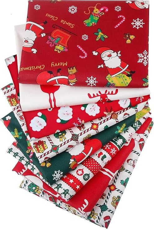 8pcs Fat Quarter Fabric Bundles (100% Cotton - 19.6‘’ x 19.6‘’ / 50cm x 50cm) Quilting Cotton Craft Fabric Pre-Cut Squares Sheets for Patchwork Sewing Quilting Crafting