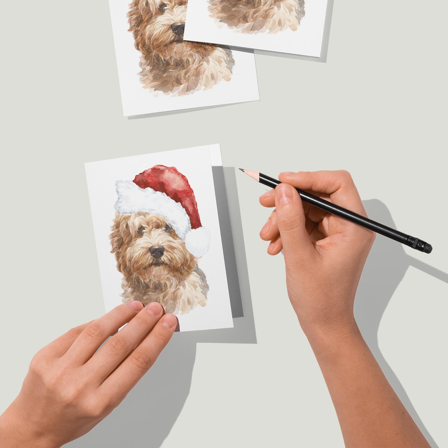 Labradoodle Christmas Card - 24-Pack Holiday Greeting Cards Featuring Adorable Doodle Dog in Santa Hat, Perfect for Dog Lovers to Share Merry Christmas &#x26; Happy Holiday Wishes, Blank Inside for Personal Messages - Cute and Festive Stationery Set
