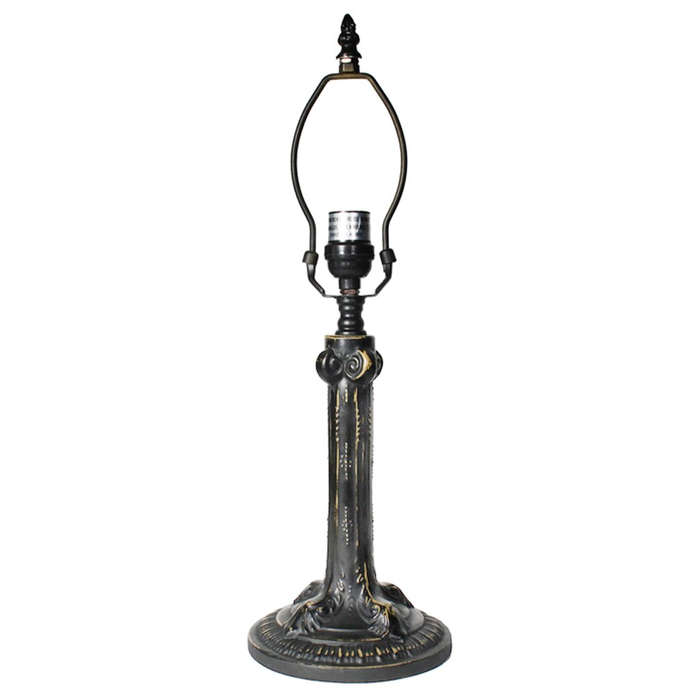 Gothic Metal Lamp Base, Antique Bronze Finish With Gold Highlights, Nicely Weighted, 17-1/2&#x22; Tall