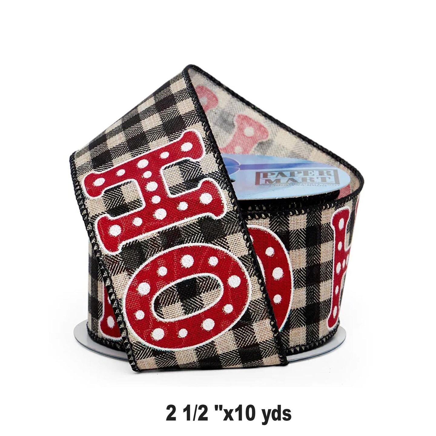 Plaid Christmas Ribbon Black/Natural, 10 Yards x 2.5 Inches 1 / ROLL