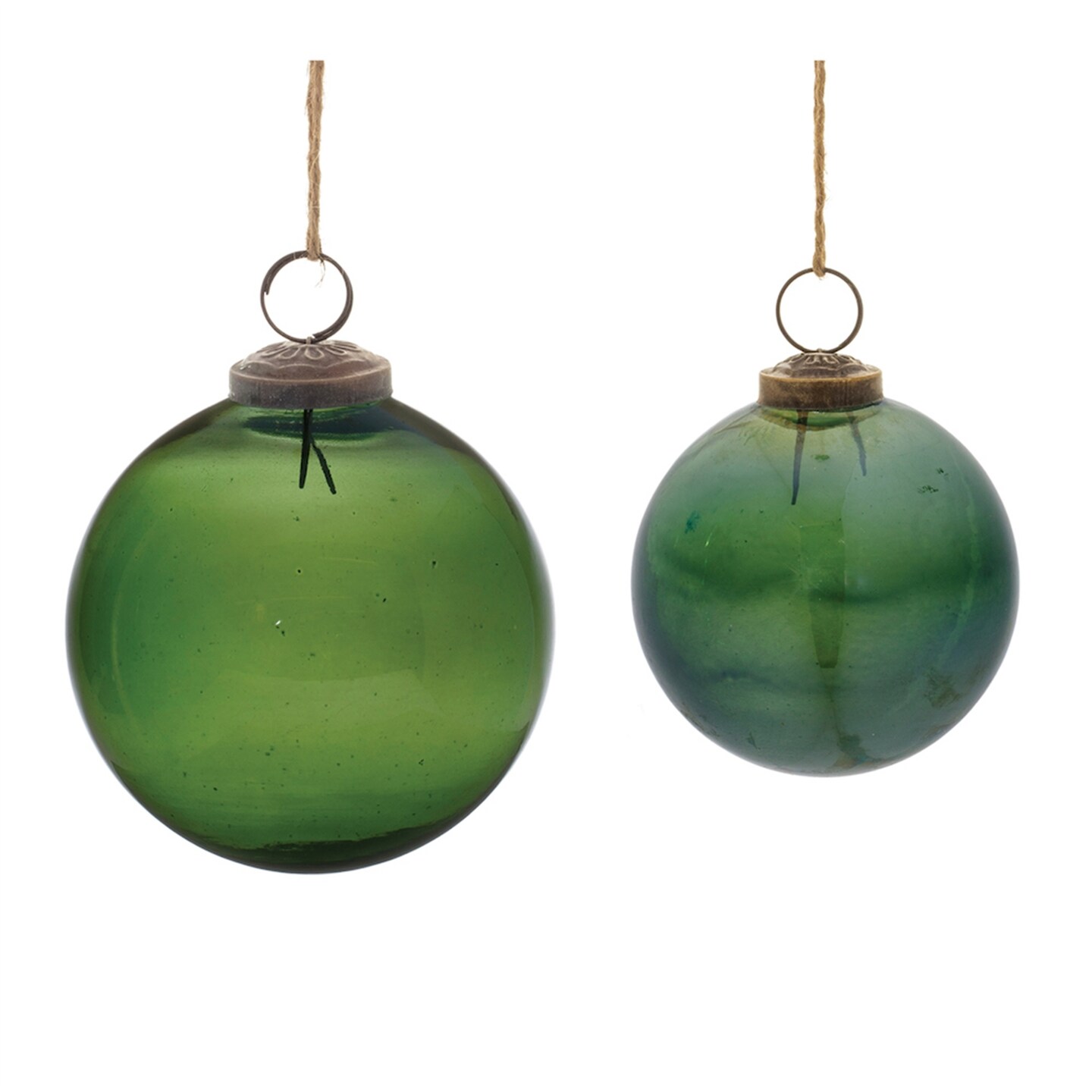 Melrose Glass Christmas Ball Ornaments - 4" (100mm) - Green - 12ct