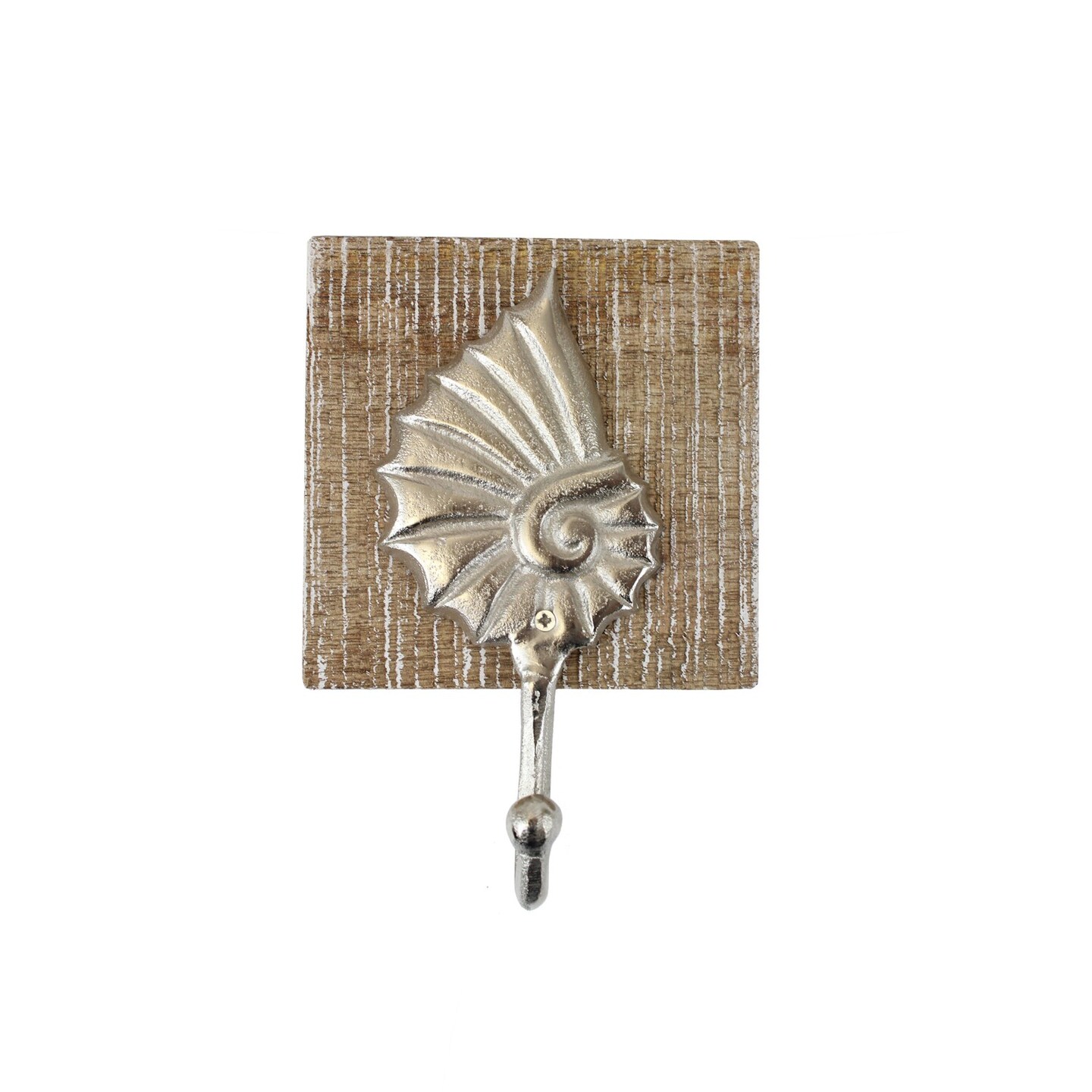 7&#x22; WOOD/METAL SEASHELL WALL HOOK