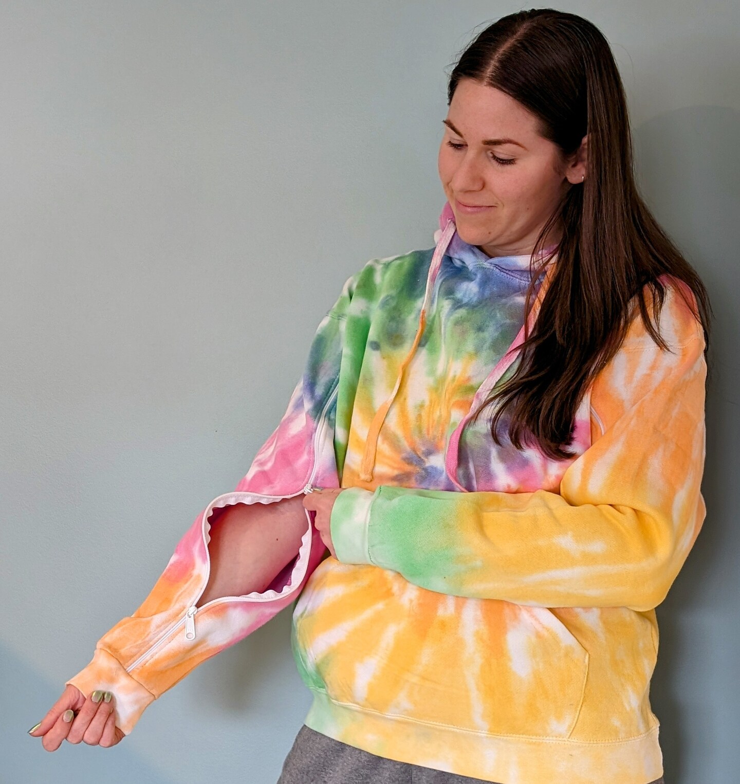 Zippered Arm Access Hoodies in Tie Dye colors- Unisex sizes S-2XL