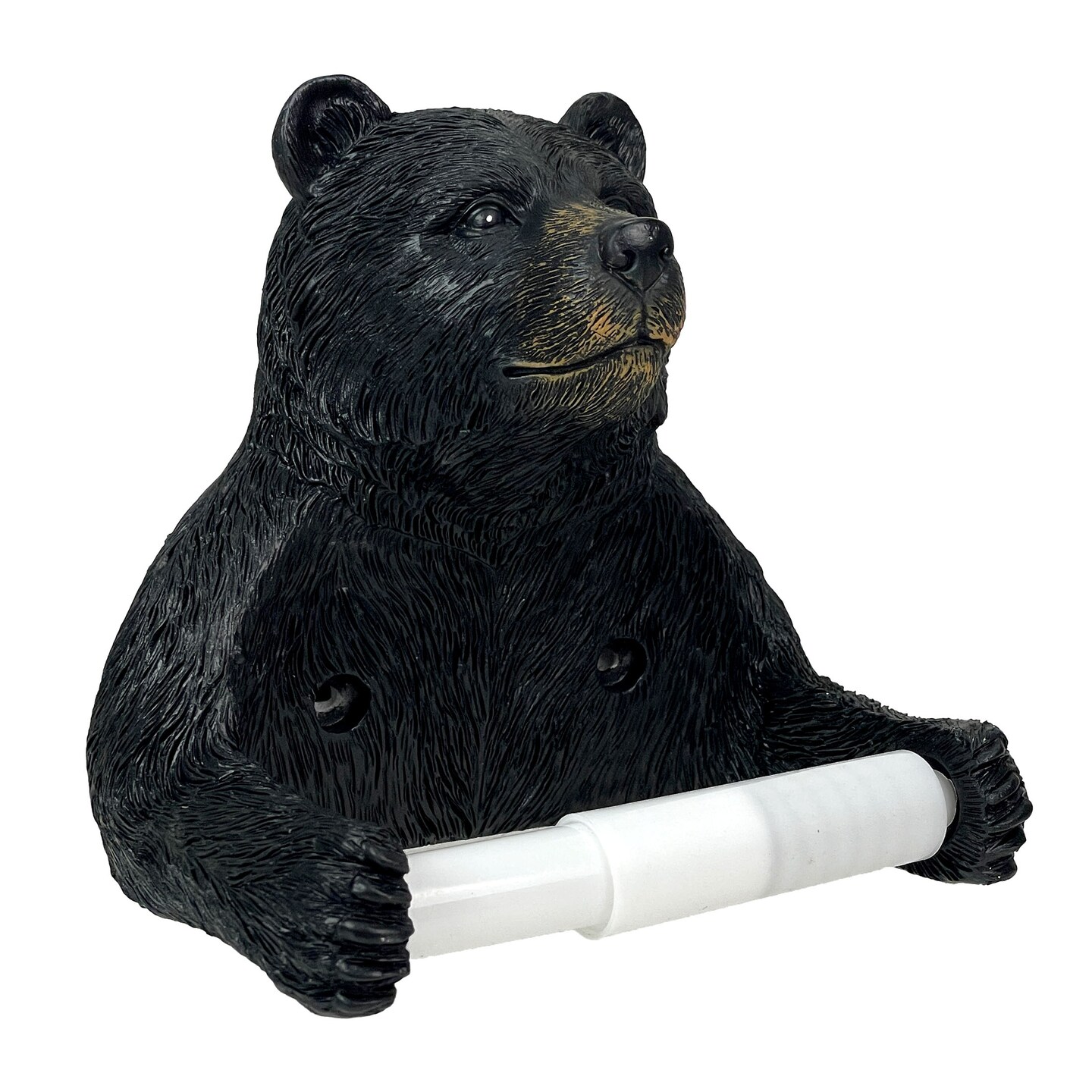 Bear Toilet Tissue Holder – Black Bear Resin Bathroom Decor, Hardware Included
