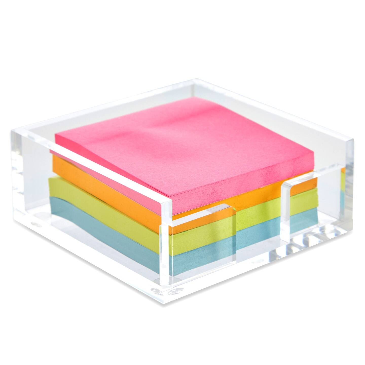 4x4-inch Acrylic Sticky Note Dispenser and Organizer for Desk - Accessories Holder for Office Supplies (Clear)