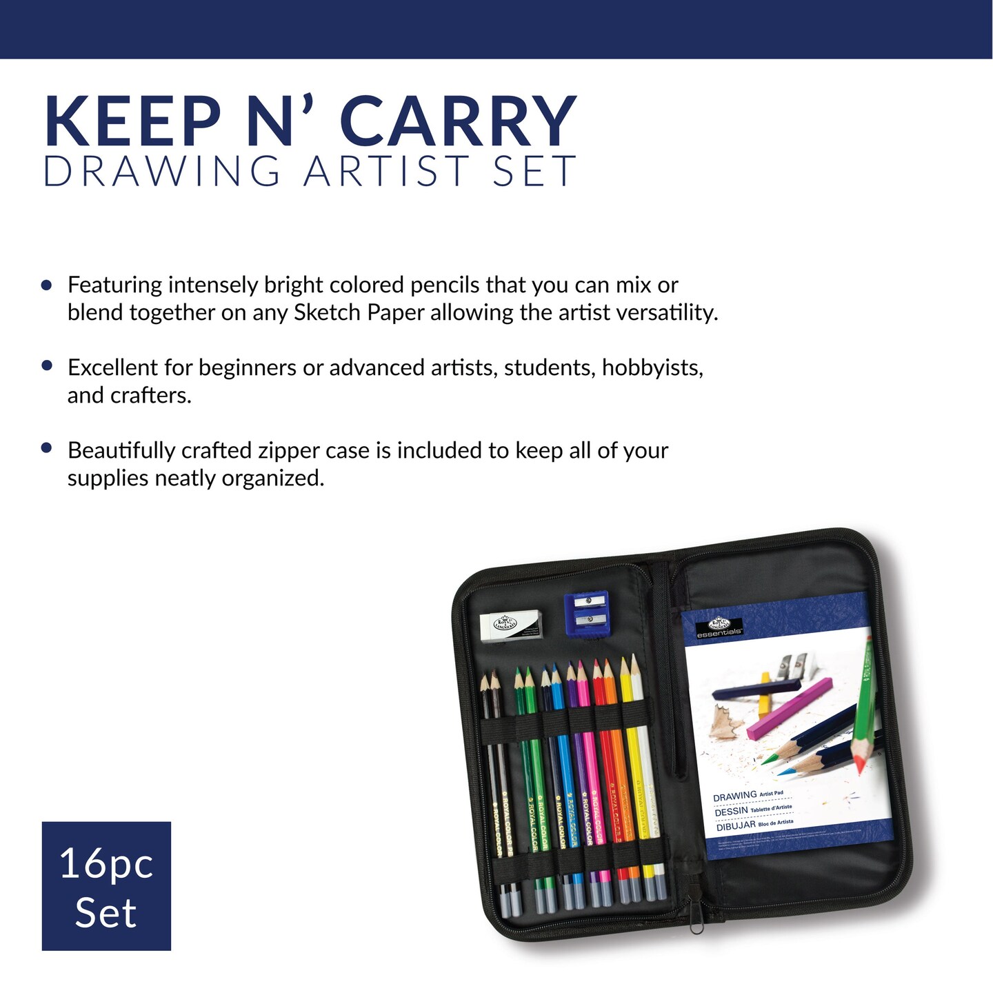 RSET-KCDS | Essentials&#x2122; 16pc Drawing Keep N&#x27; Carry Travel Art Set