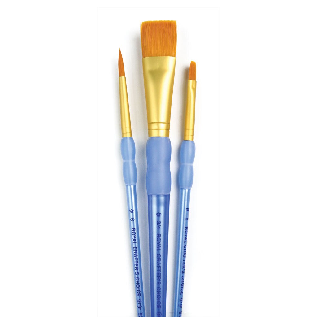 RCC 217 | Crafter's Choice™ 3pc Golden Taklon Variety Brush Set
