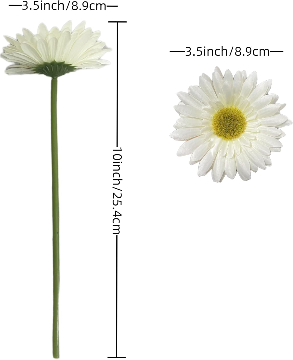 16PCS White Summer Flowers Gerbera Daisy Tabletop Decor Silk Flowers Artificial Flowers Artificial Daisy Fake Flowers Bouquet for Wedding Bridal Bouquet Party Home Kitchen