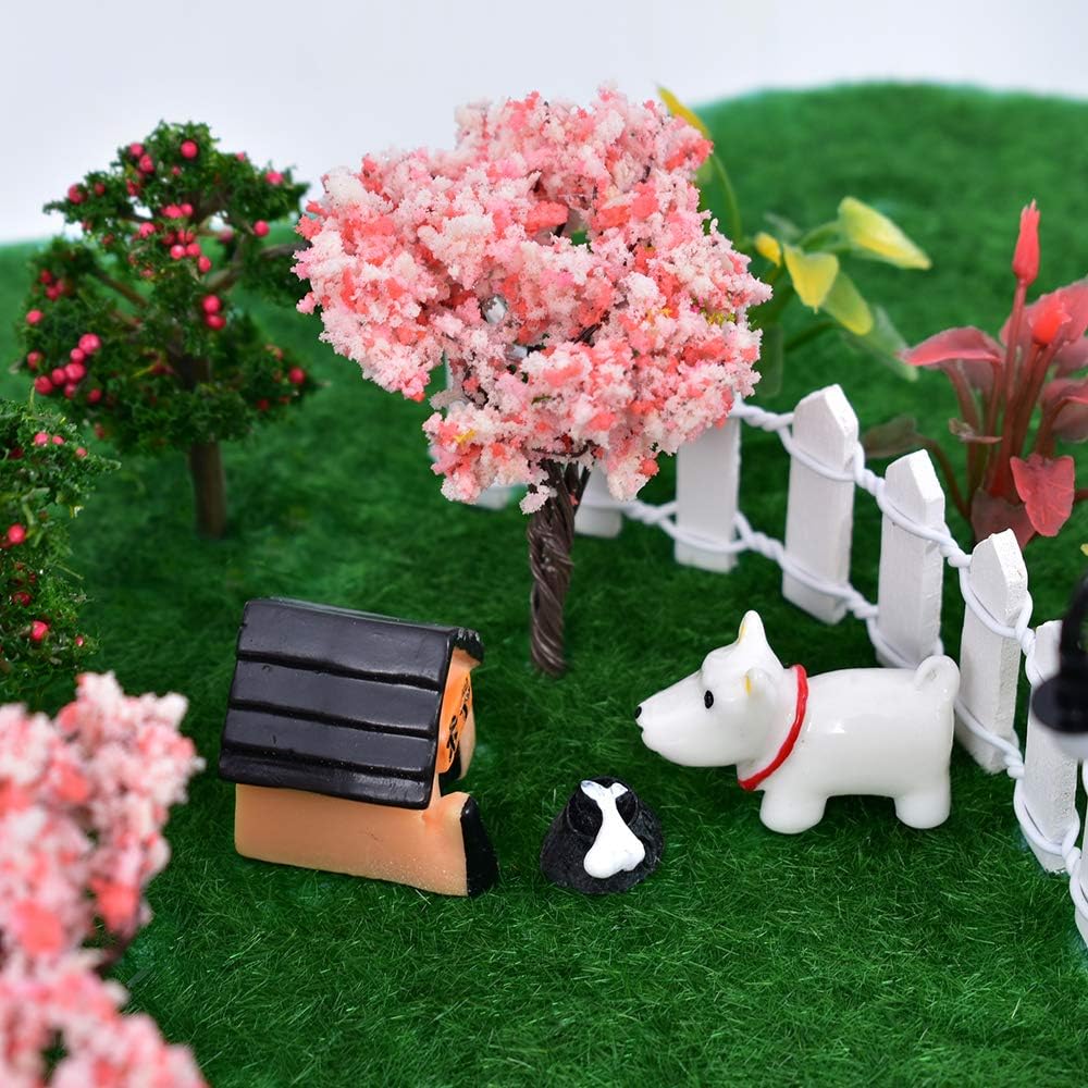 Miniature Fairy Garden Tree Plant Ornament, Miniature Dollhouse Pots Decor Moss Micro Landscape DIY Craft Garden Ornament 12 Pcs