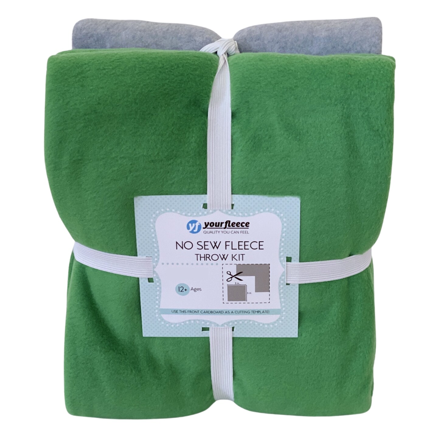 Solid Fleece No-Sew Throw Kit - Green/Heather Gray (50x60)