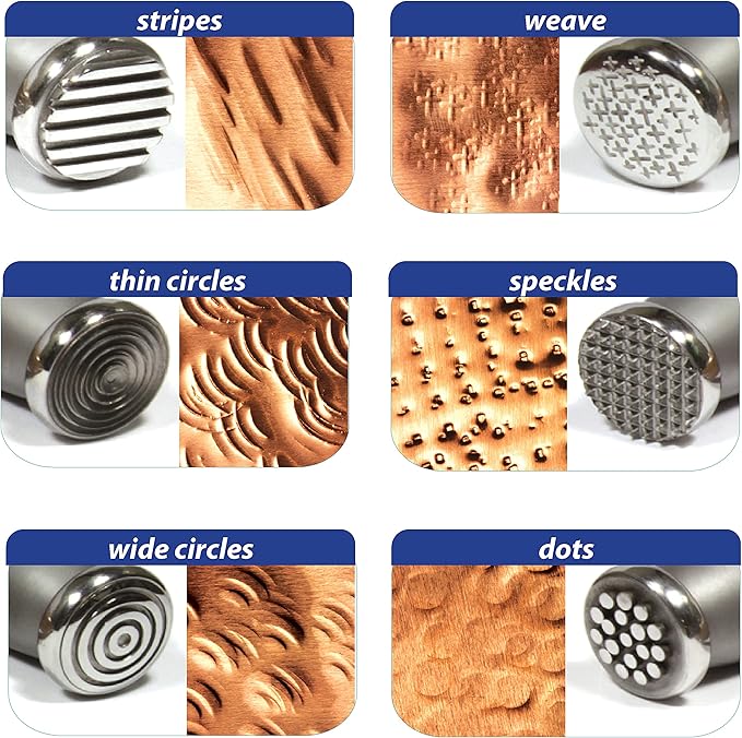 The Beadsmith Double-Faced Texture Hammer - Metal Elements Wooden Handle Steel Head - Texturing Tool Used to Add Patterns & Dimension to Metalwork