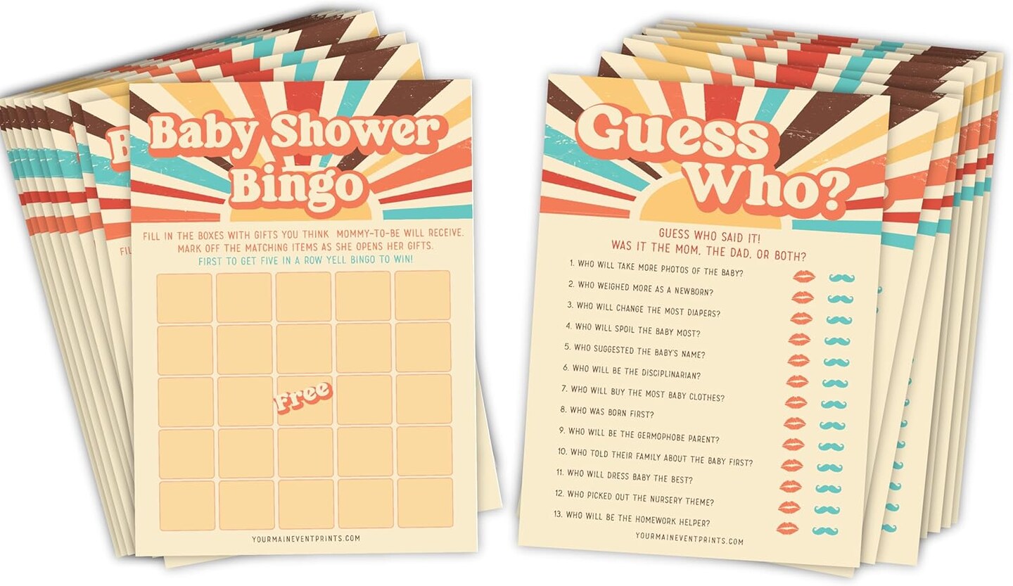 Here Comes The Son Baby Shower Games – 50 Pack Boy Baby Shower Activities