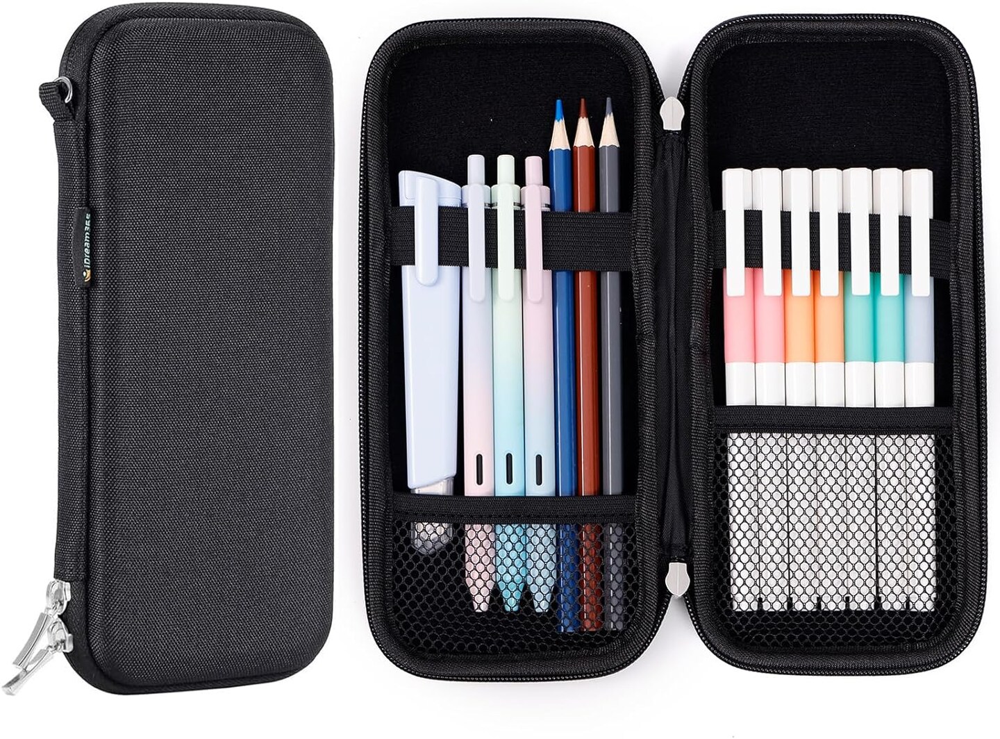 Upgraded Hard Pencil Case Box for Adluts,Durable Pen Carrying Case with Zipper-Black