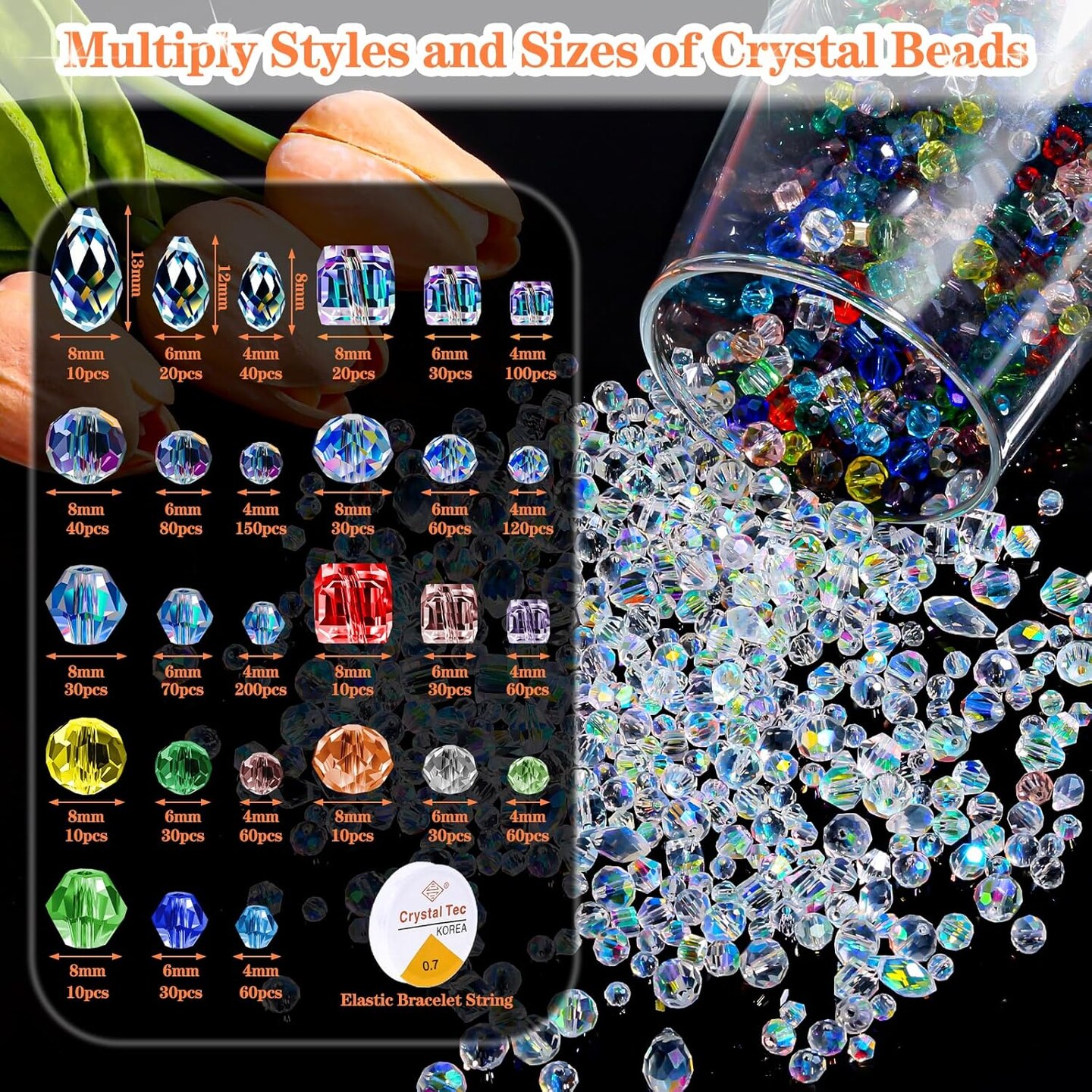 1401 Pieces Crystal Glass Beads for Jewelry Making Glass Beads(1401 Pieces)