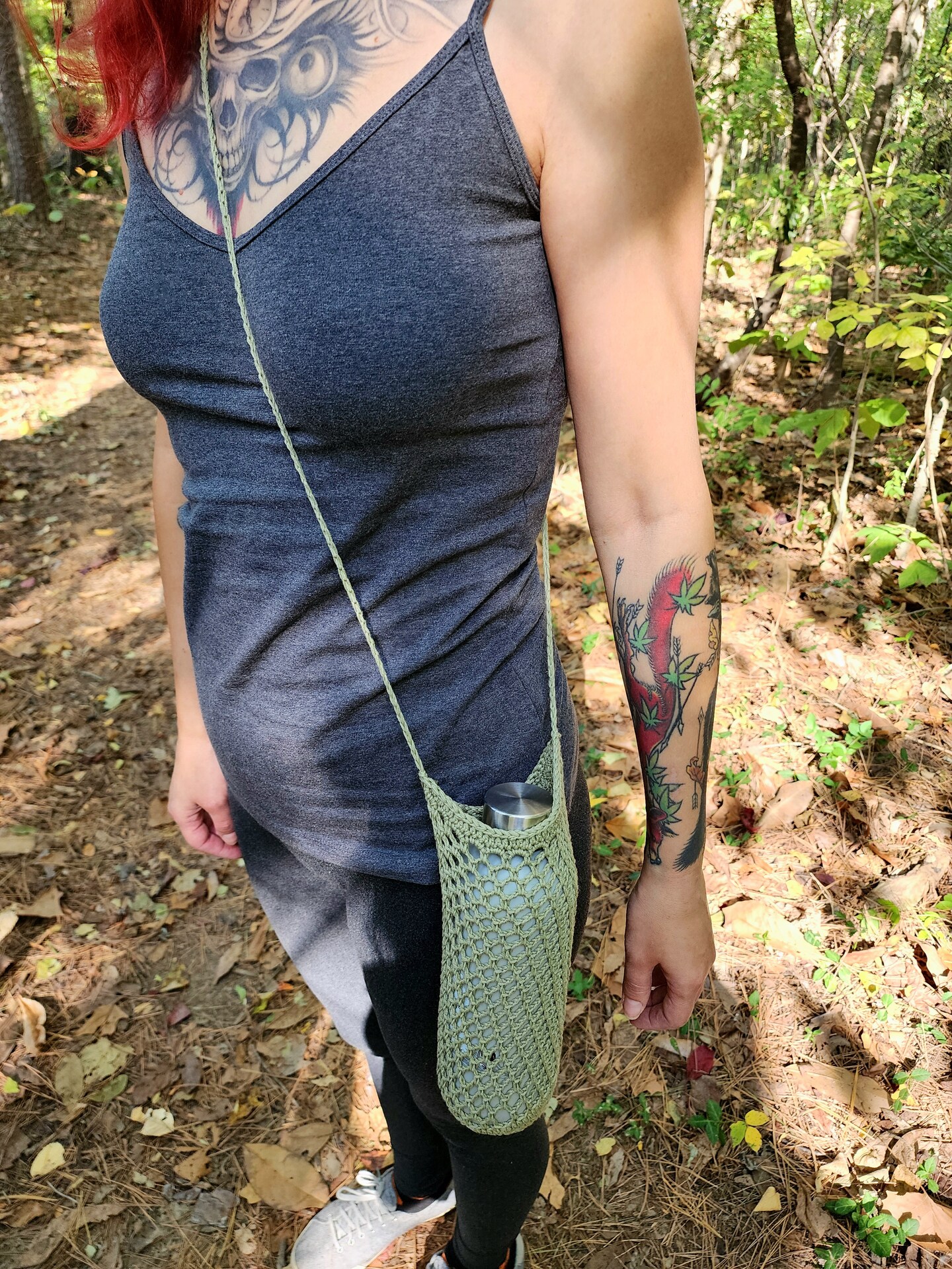 Hiking water bottle holder handmade from Egyptian cotton threads, water bottle crossbody holder, hydroflask sling bag product 5