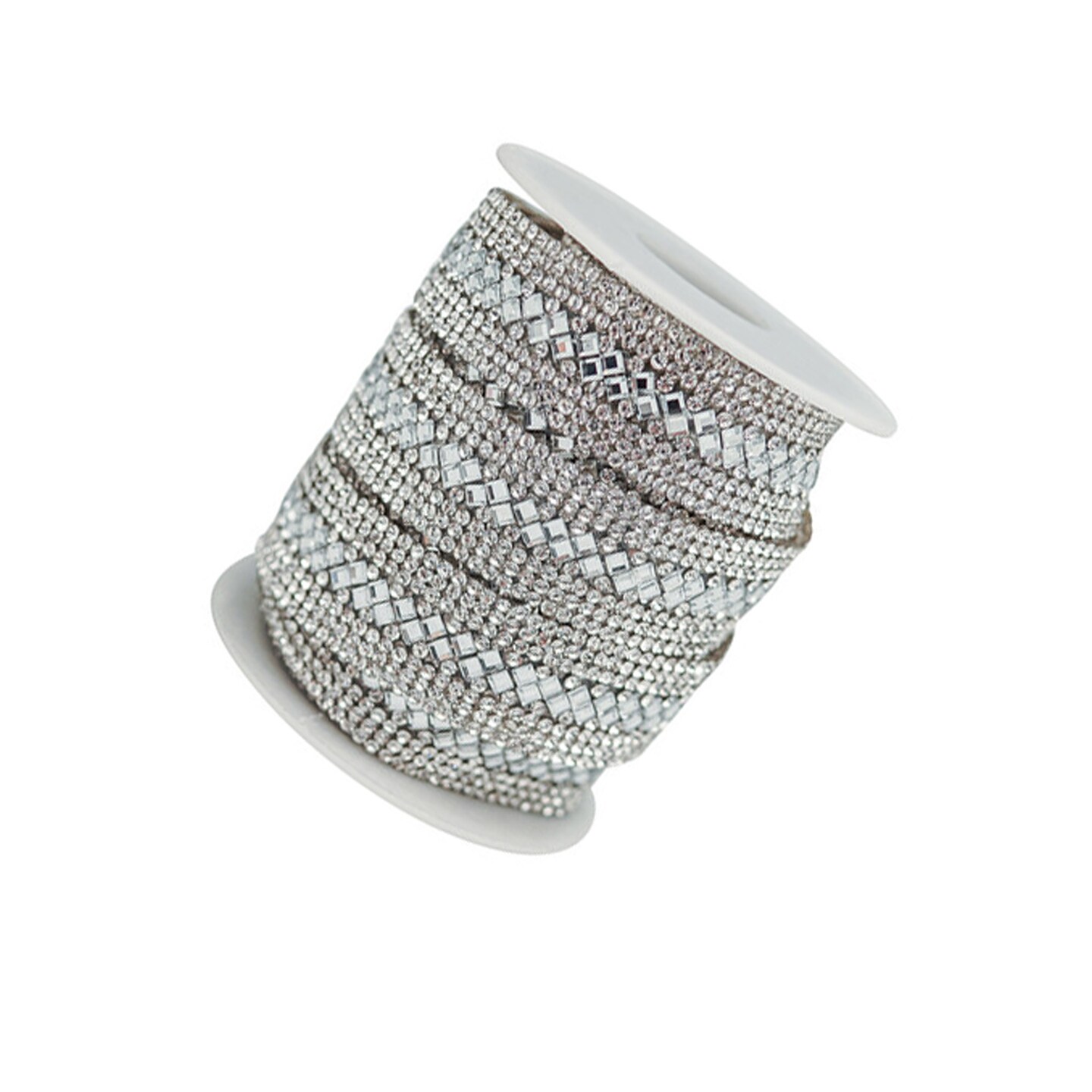 3/4" x 5 Yards Silver Crystal Cluster Iron On Rhinestone Trim