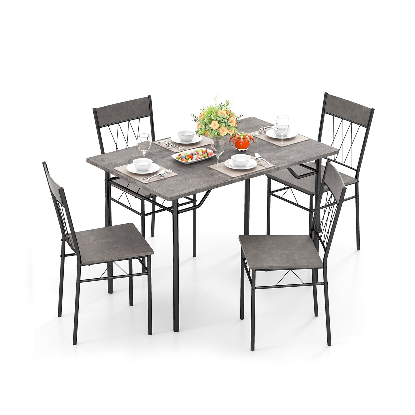 5-Piece Dining Table Set for 4 with Kitchen Table and 4 Dining Chairs