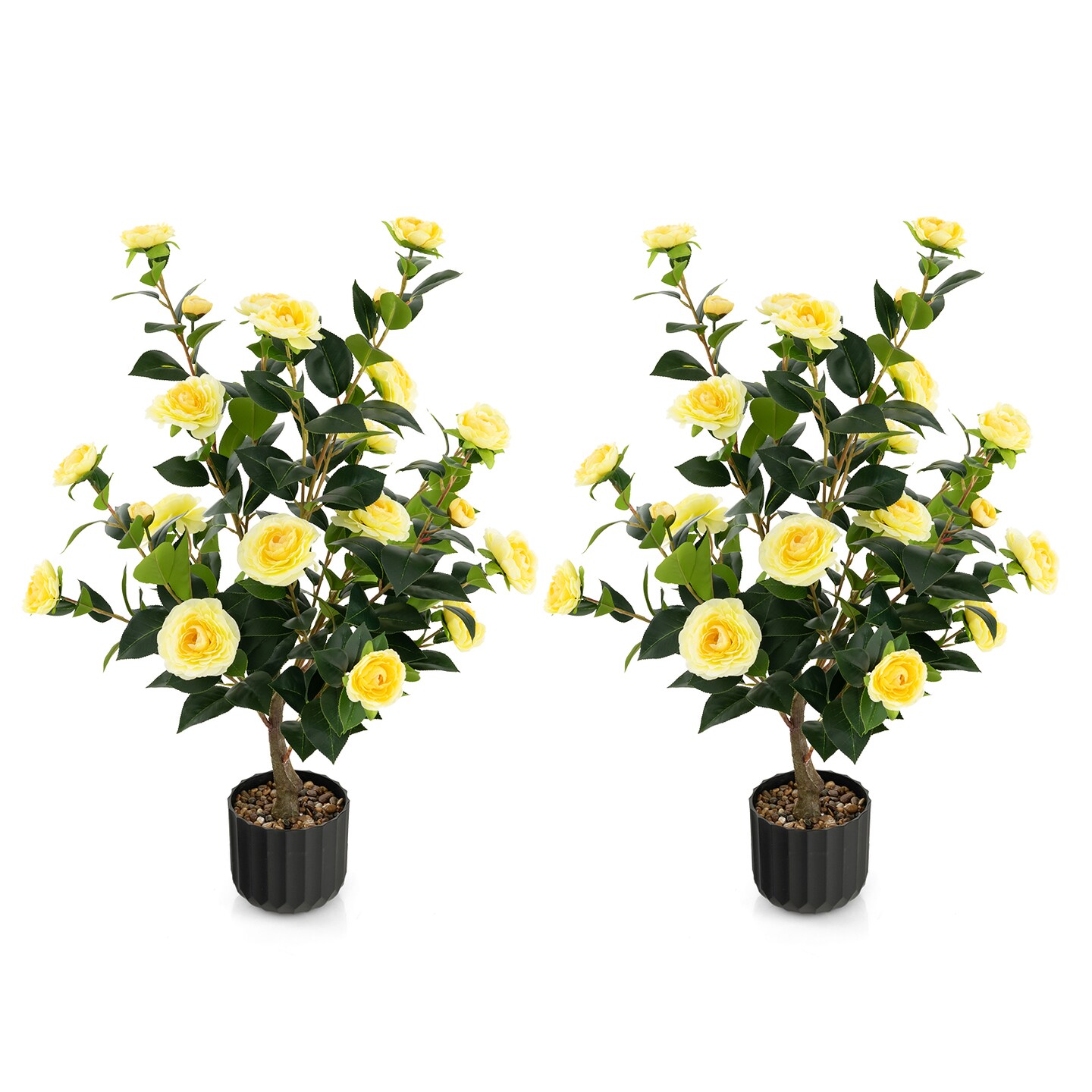 Faux Camellia Flower Tree 38 Inch Decorative Indoor Plant Pot