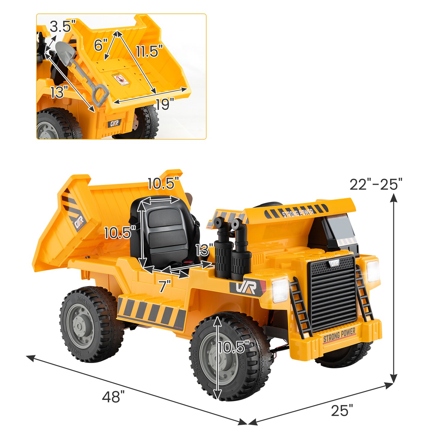 Kids Ride on Dump Truck 12V Ride on Car with Electric Dump Bed
