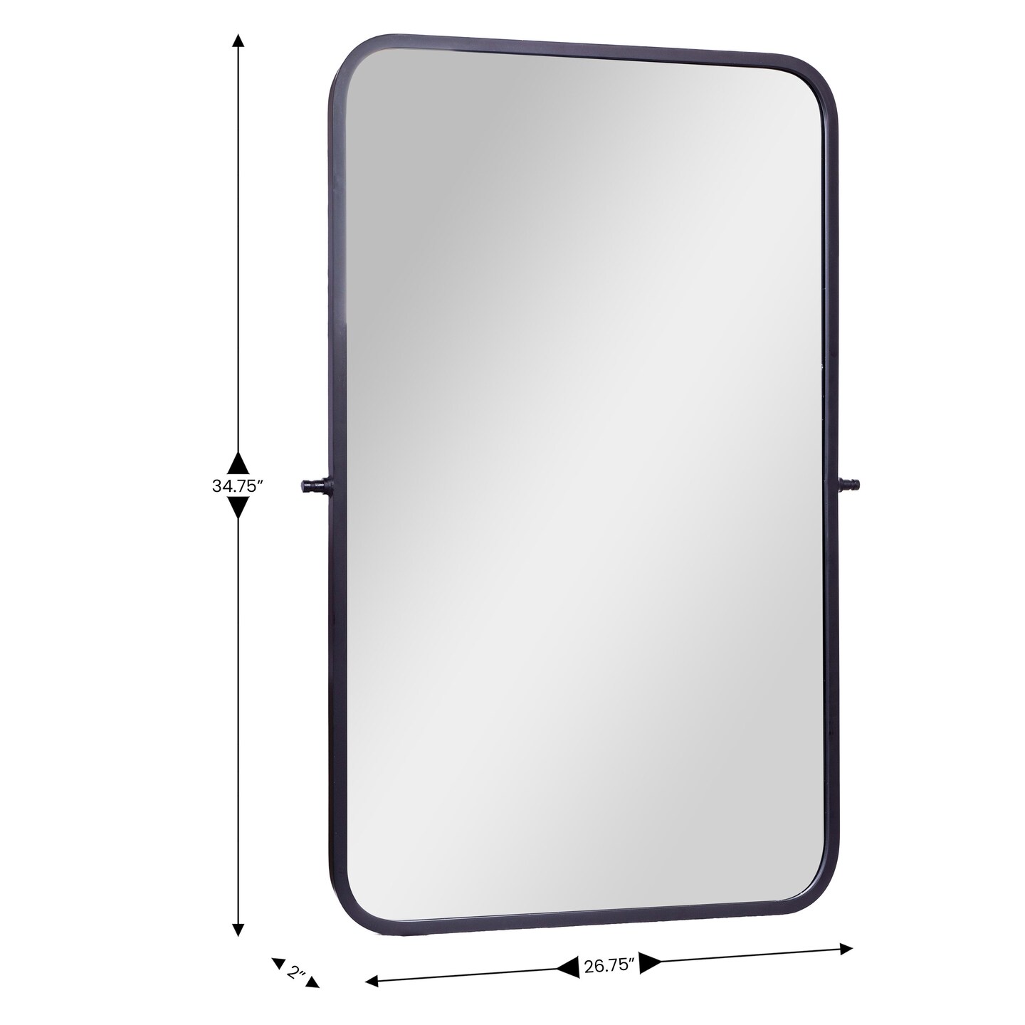 Emma and Oliver Mason Pivot Wall Mirror with Slim Frame and Silver Backed Glass for Clarity for Bathrooms