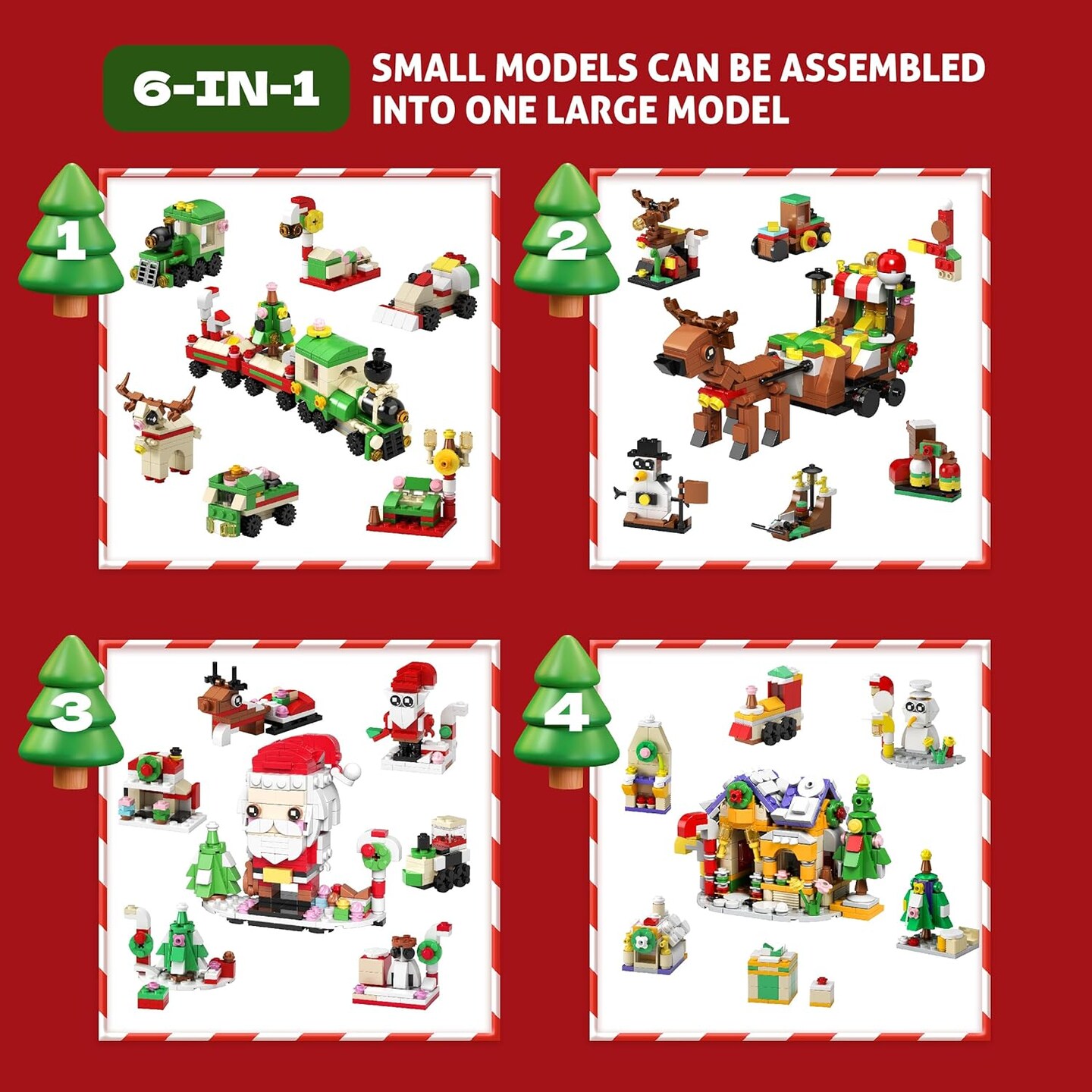 Advent Calendar 2024 Building Blocks Set, 24 Boxes 1100 Pieces Christmas Countdown Calendar Building Blocks With 24 in 4 Building Brick Model, Advent Calendars Christmas Gifts for Adults Teens Kids