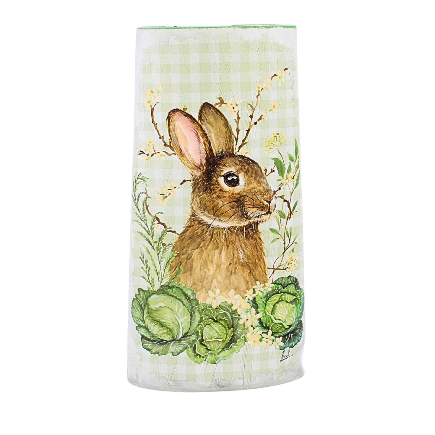 Stony Creek 10.0 Inch Spring Bunnies Pre-Lit Glass Vase Easter Lighted Glass Accent , Timer Led Spring