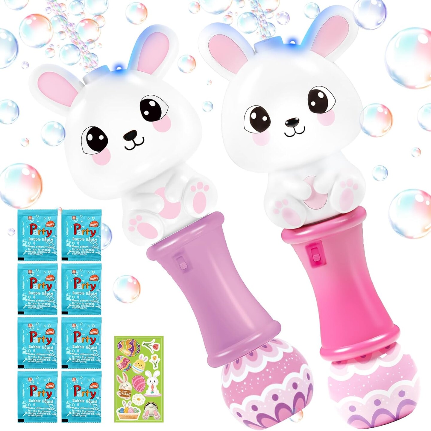 2 Pack Bubble Wands for Kids, 11.2 inch Automatic Bubble Blower with Light for Girls, Bubble Toy for Easter Party Favor Basket Stuffers