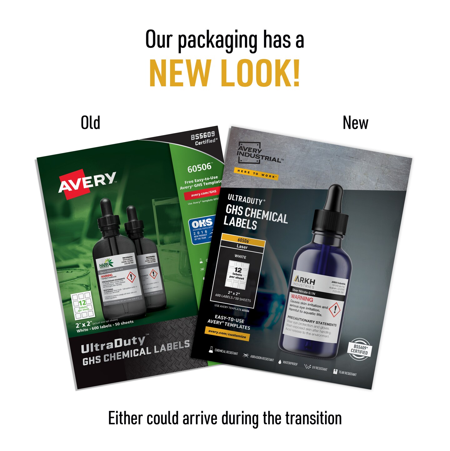 Avery UltraDuty GHS Chemical Labels for Laser Printers, Permanent Adhesive, Waterproof, UV Resistant, 2" x 2", 600 Labels (60506)