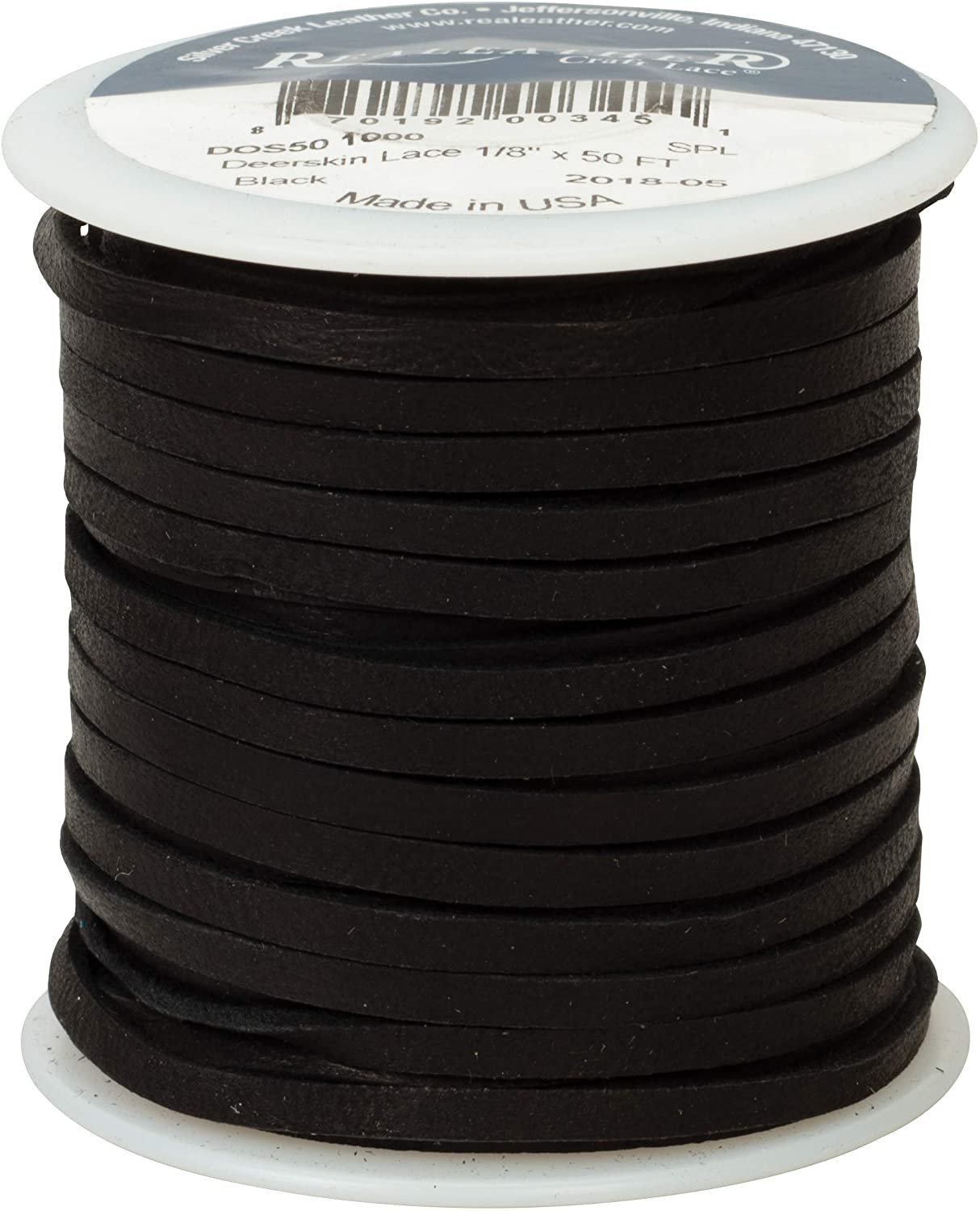 Realeather Deerskin Leather Lace | Size 1/8&#x22; x 50&#x27; (3.2mm x 15.24m) | 2/3 oz Thickness (.8-1.2mm)