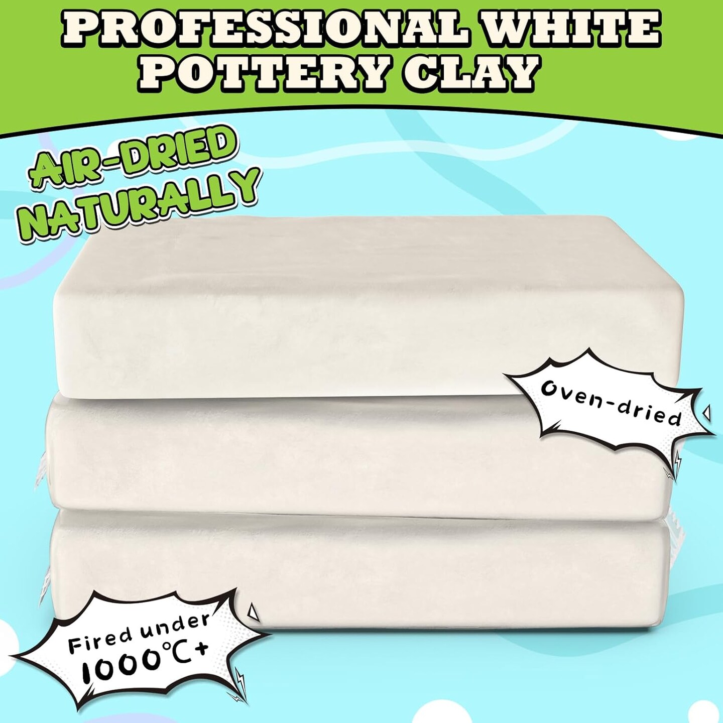 Premium Air Dry Clay for Kids - Natural Modeling Pottery Clay for Wheel, 3.3lbs Kids Arts &#x26; Crafts Supplies for School Classrooms, Easter Gifts Toy for Kid, White
