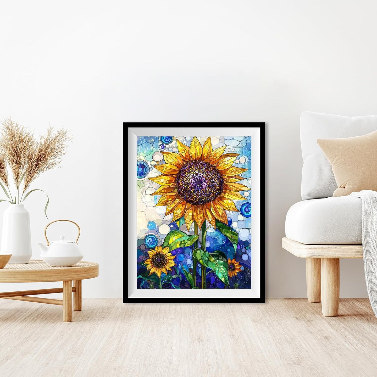 Sunflowers Diamond Painting Kits for Adults, Stained Glass Diamond Art Kits for Adults Beginner, DIY Diamond Dots Paint with Diamonds Art and Crafts for Hobbies, Gifts, Home Decor 12x16 inch