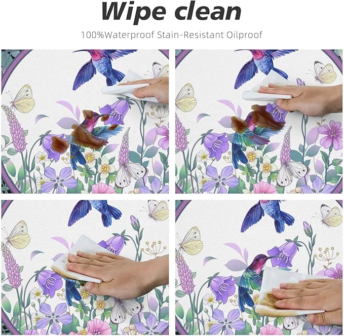 Hummingbird Tablecloths Elastic Fitted Tablecloth Round Table Cover for Dining Party Indoor Outdoor 45-50 inch