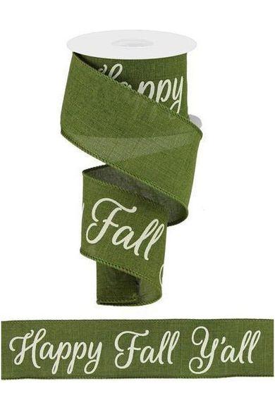 2.5&#x22; Happy Fall Yall Ribbon: Moss Green (10 Yards)
