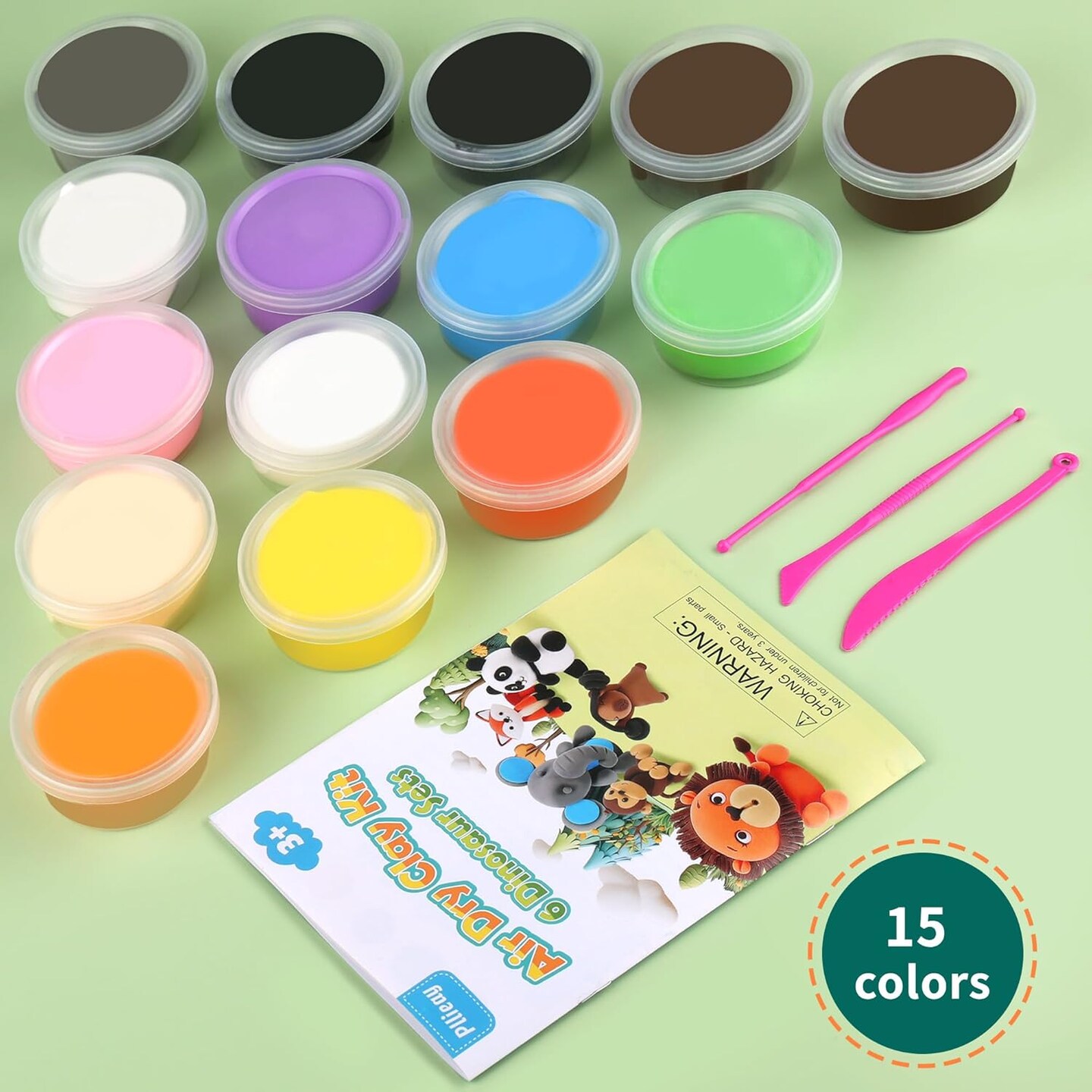 6 Pack Forest Animals Air Dry Clay Kit, Modeling Clay for Kids, DIY Model Magic Clay with Sculpting Tools, Non-Sticky Soft and Super Light, Arts and Crafts Gift for Kids (Forest Animals)