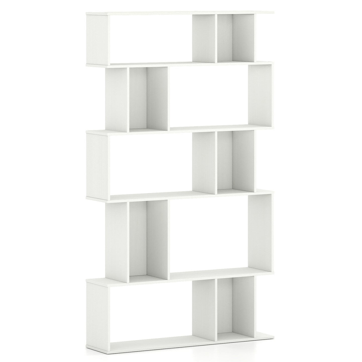 Geometric Bookshelf 5-Tier with Open Shelving and Closed-Back Cubes