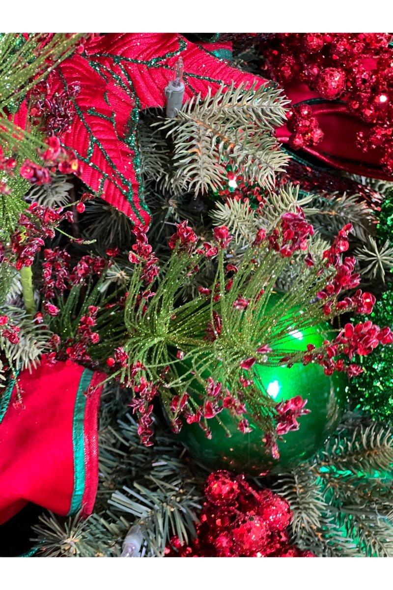 30&#x22; Sequin Tip Glitter Pine Spray: Red/Green