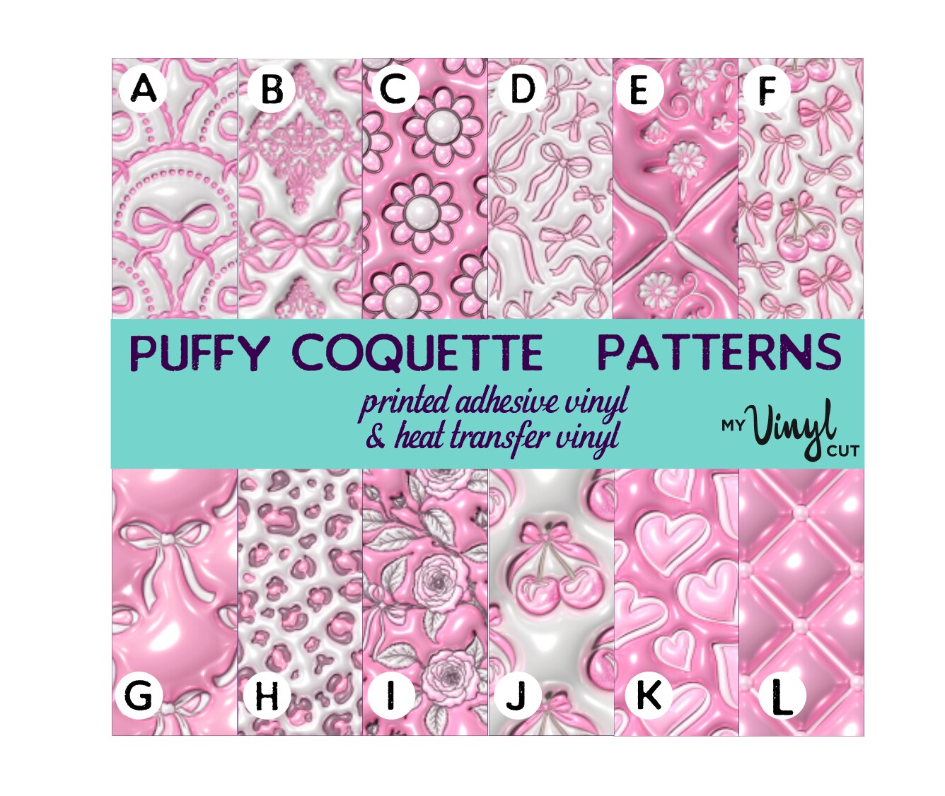 Printed Vinyl | Puffy Coquette | Permanent | Removable Adhesive ...
